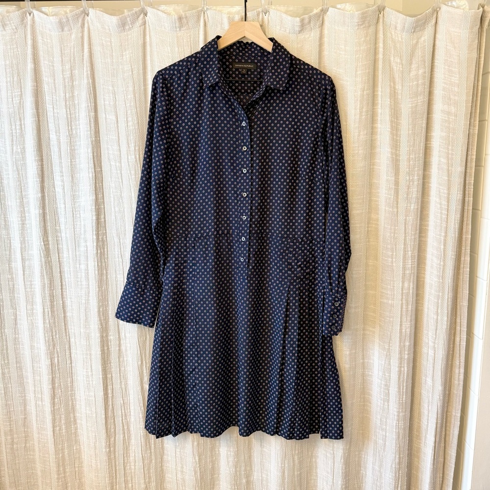 Banana Republic Pleated Navy Dress 14